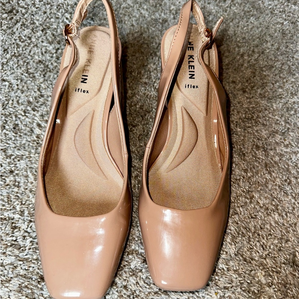 Anne Klein Patent Slingback Pumps in Nude Blush